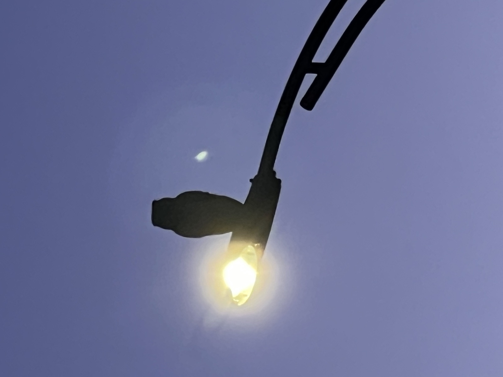 Streetlight and moon